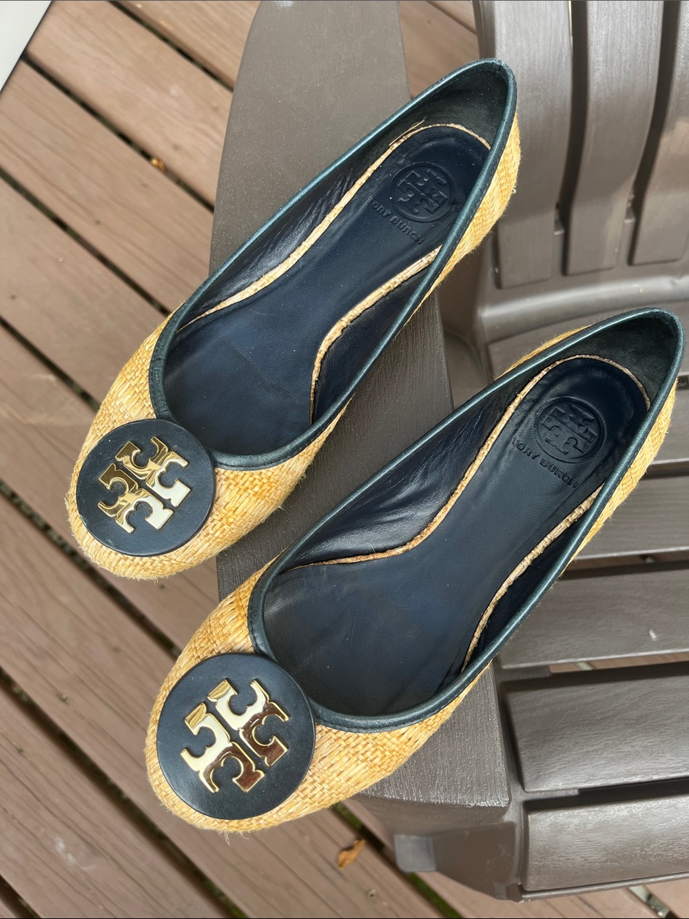 Tory Burch Reva Raffia flats size 9 M